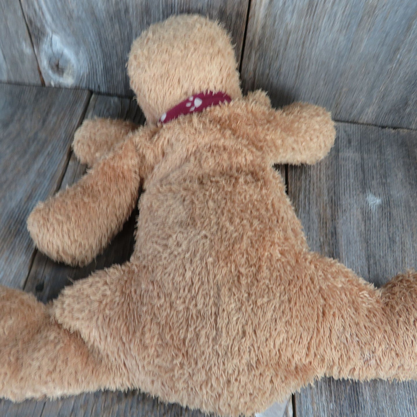 Floppy Eared Puppy Dog Plush Brown Shaggy Red Collar Stuffed Animal Marks and Spencer 1995 Weighted Laying