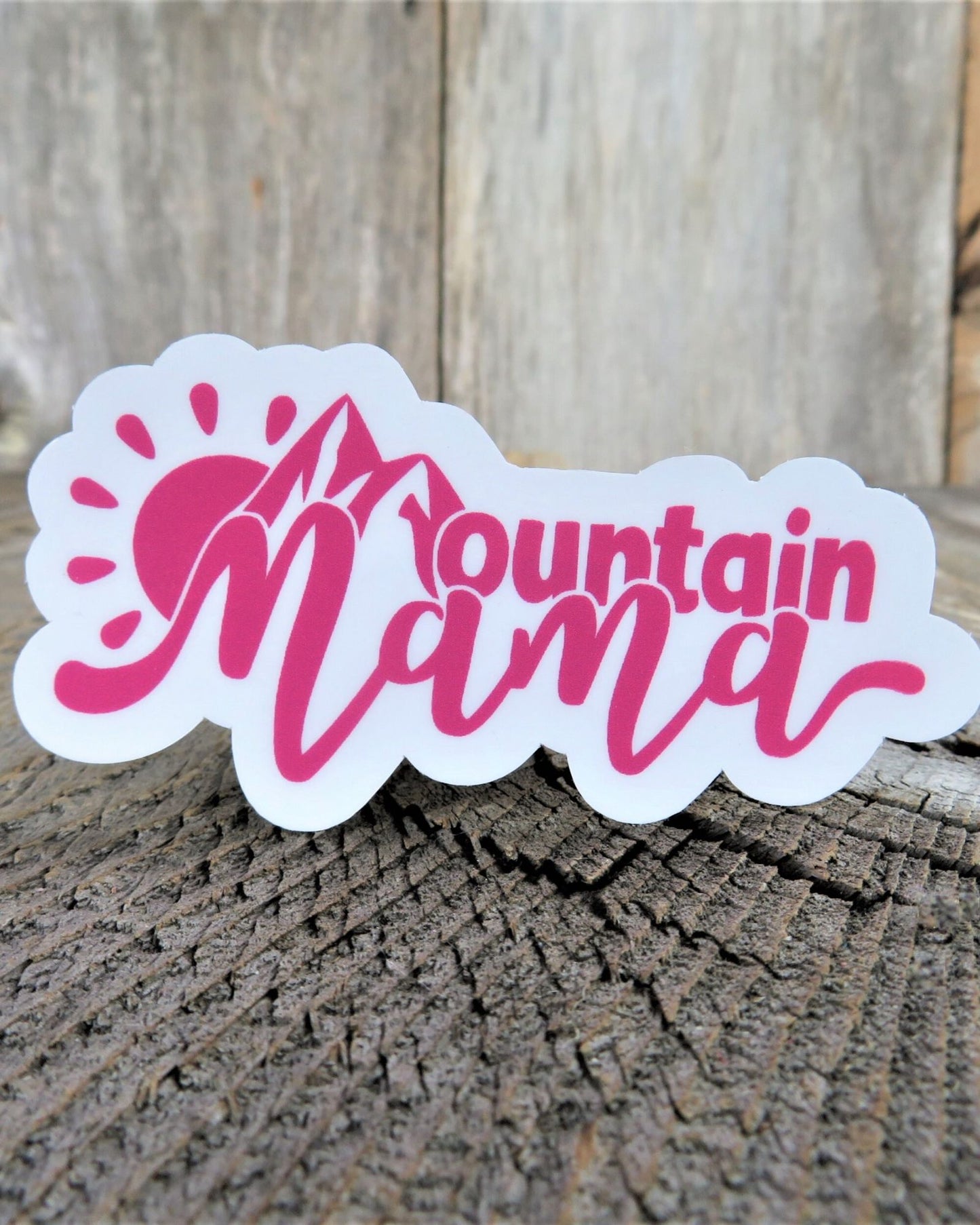 Mountain Mama Sticker Hot Pink Decal Full Color Waterproof Car Water Bottle Laptop