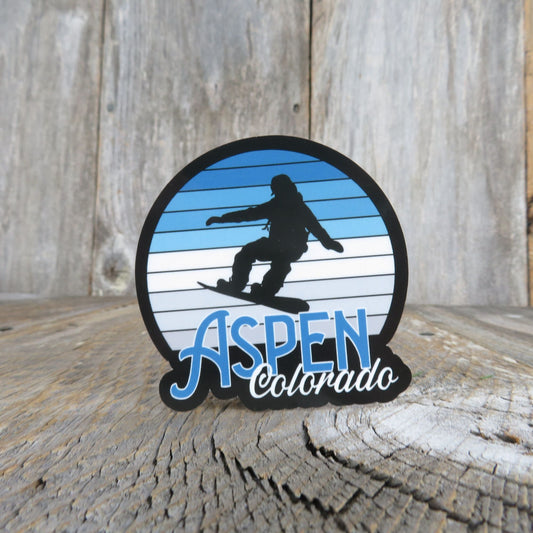 Snowboard Aspen Sticker Ski Colorado Blue Retro Sunset Souvenir Winter Sports