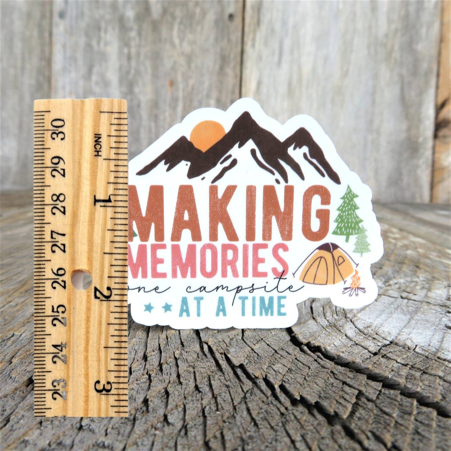 Making Memories One Campsite At A Time Sticker Full Color Waterproof Outdoors Camping Mountains Water Bottle Sticker