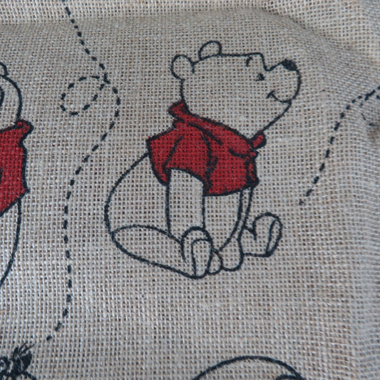 Winnie the Pooh Burlap Fabric Panel Remnant Sewing Craft Natural Rustic Disney Craft