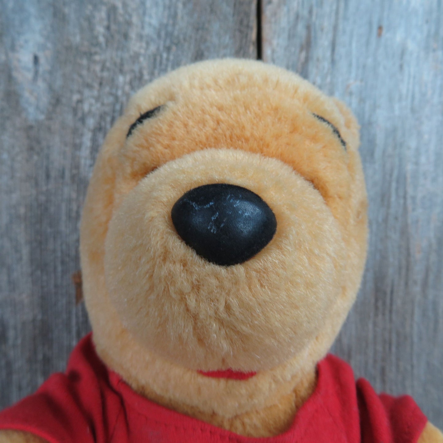 Vintage Winnie the Pooh Bear Plush Stuffed Animal Disney Orange Red Shirt