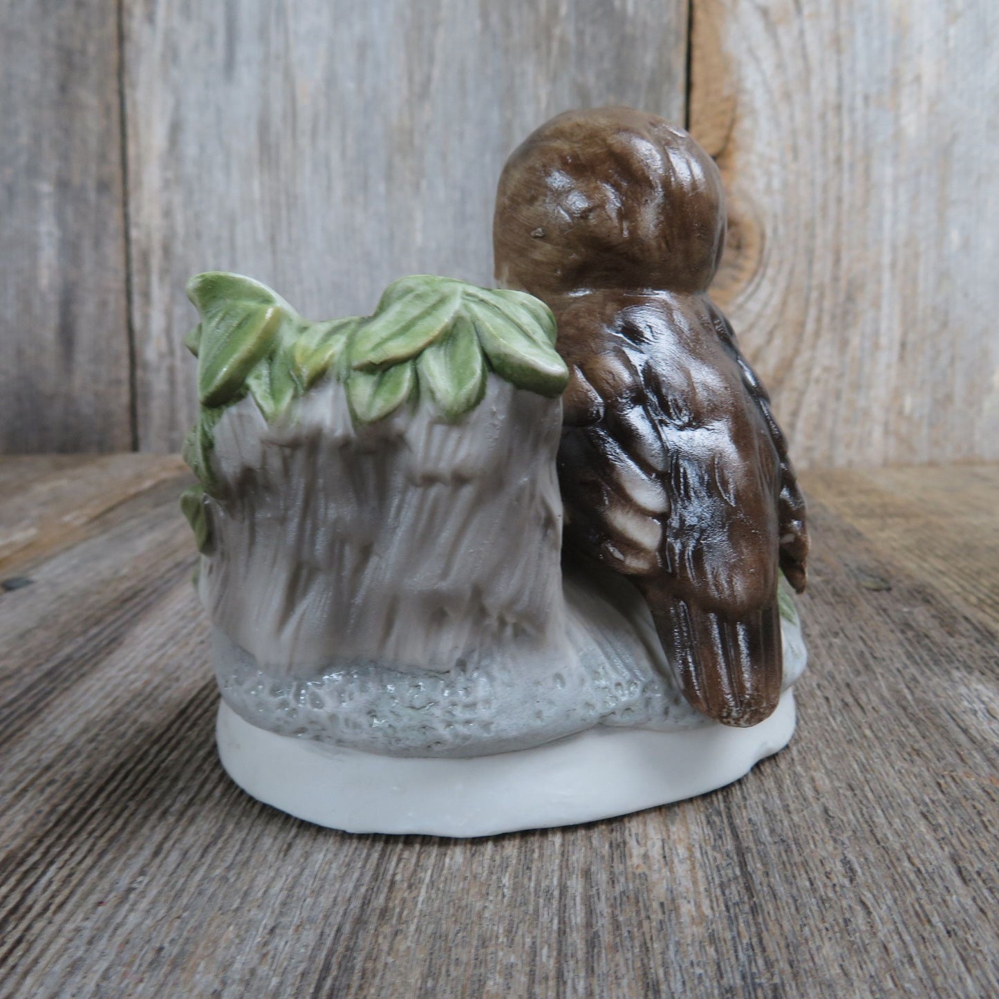 Vintage Owl and Chicks Figurine Brown Bird Owlets Ceramic UCGC Korea