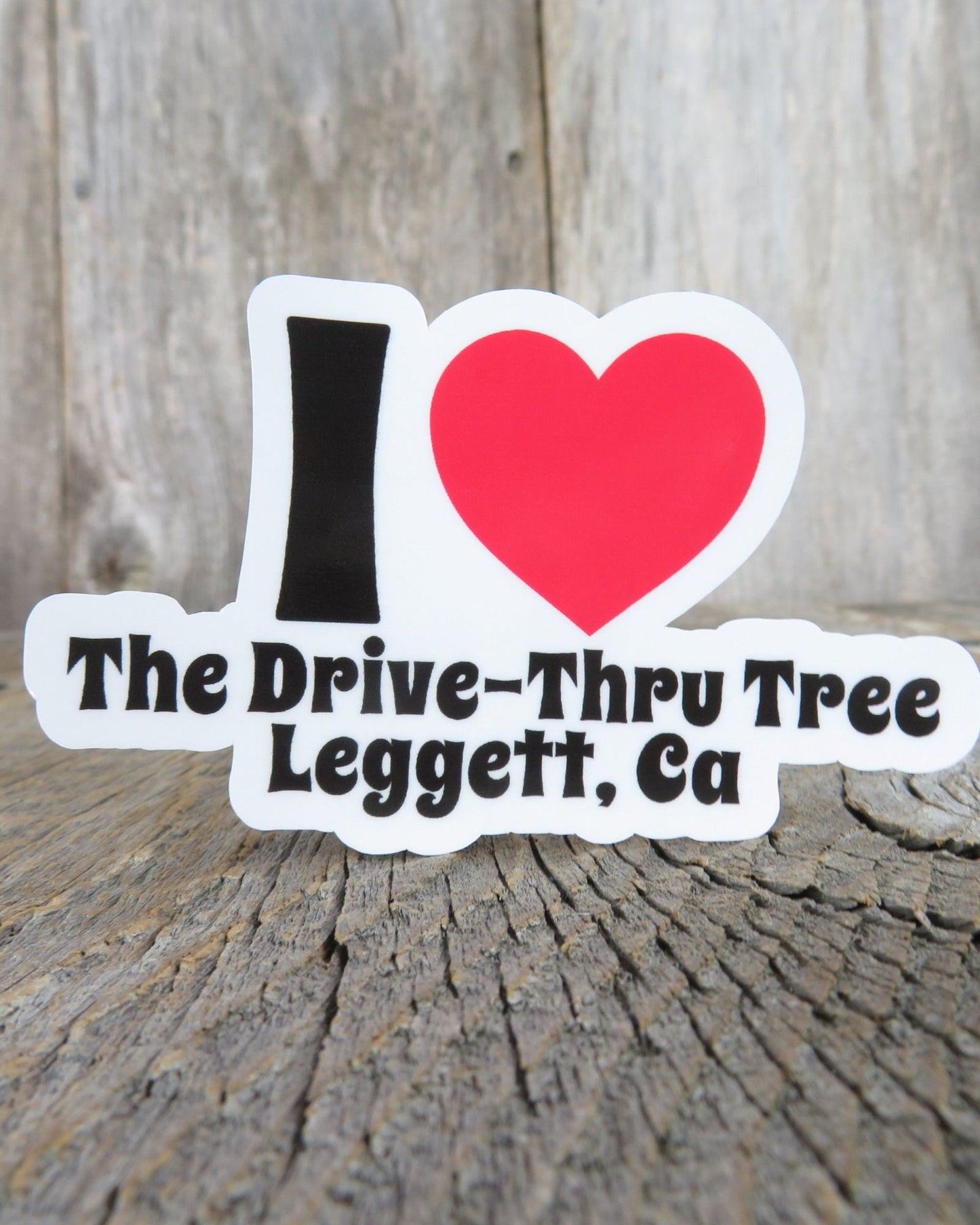 I Love Drive Thru Tree Sticker I Heart Leggett California Waterproof Souvenir Travel Sticker