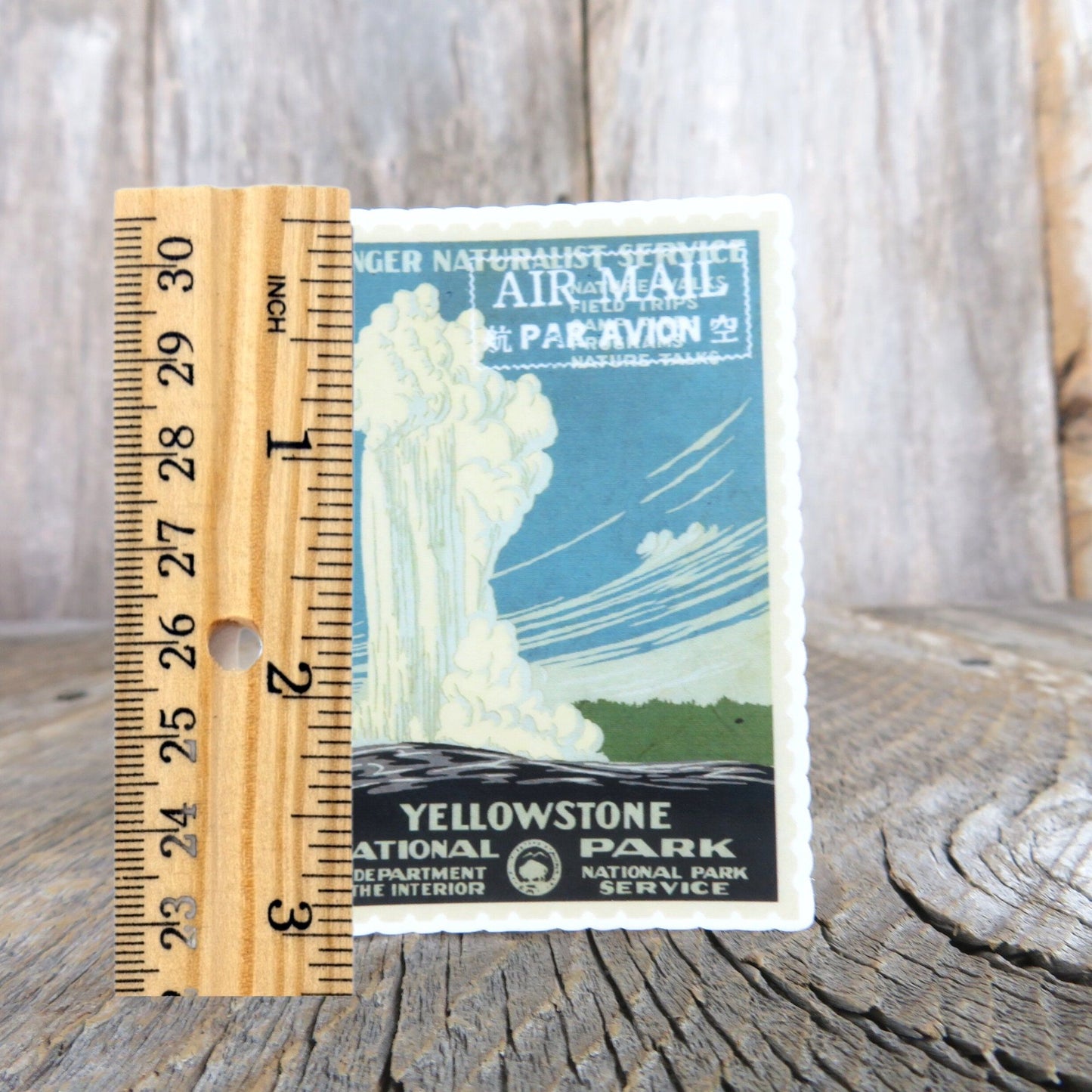 Yellowstone Old Faithful Sticker Vintage Stamp Wyoming National Park Waterproof Souvenir