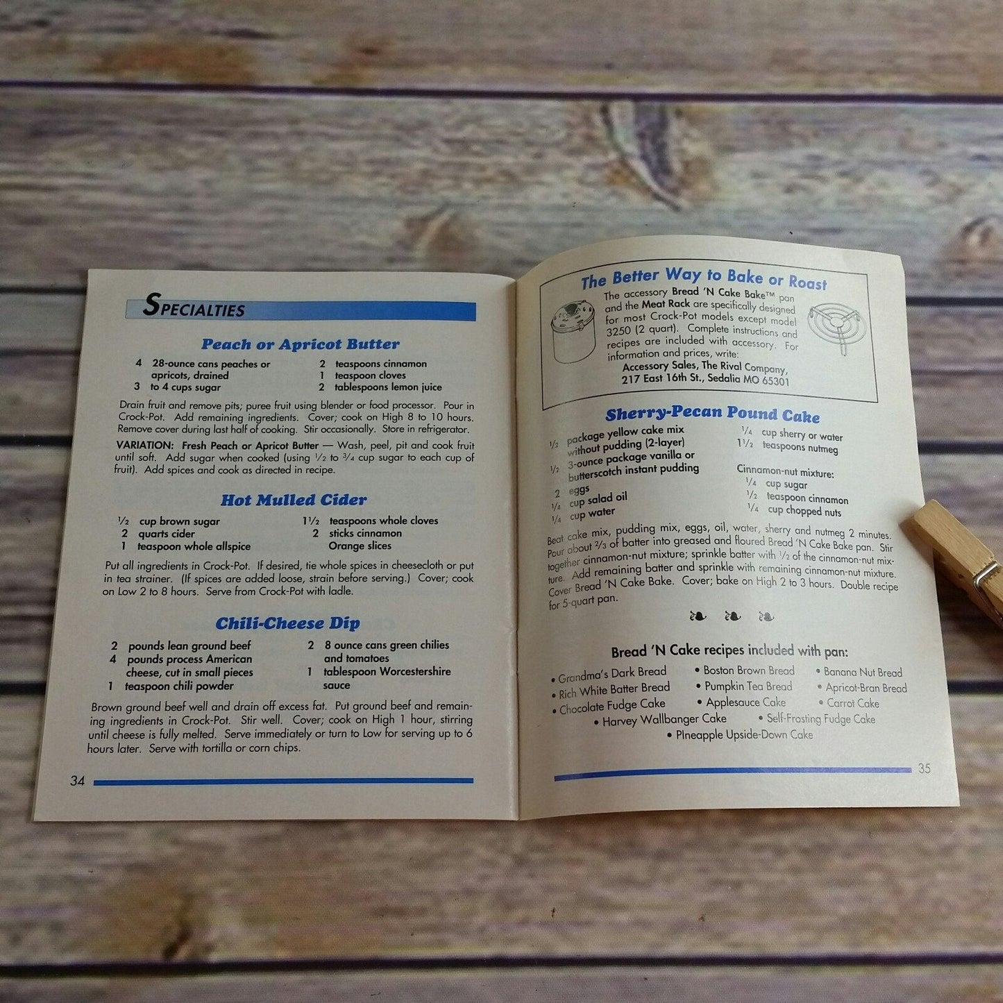 Vintage Rival Crock Pot Cookbook Owner's Manual Recipes Slow Cooker Blue Booklet Pamphlet