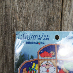 Vintage Santa Claus Counted Cross Stitch Kit Whimsies Dimensions Christmas Window 72741