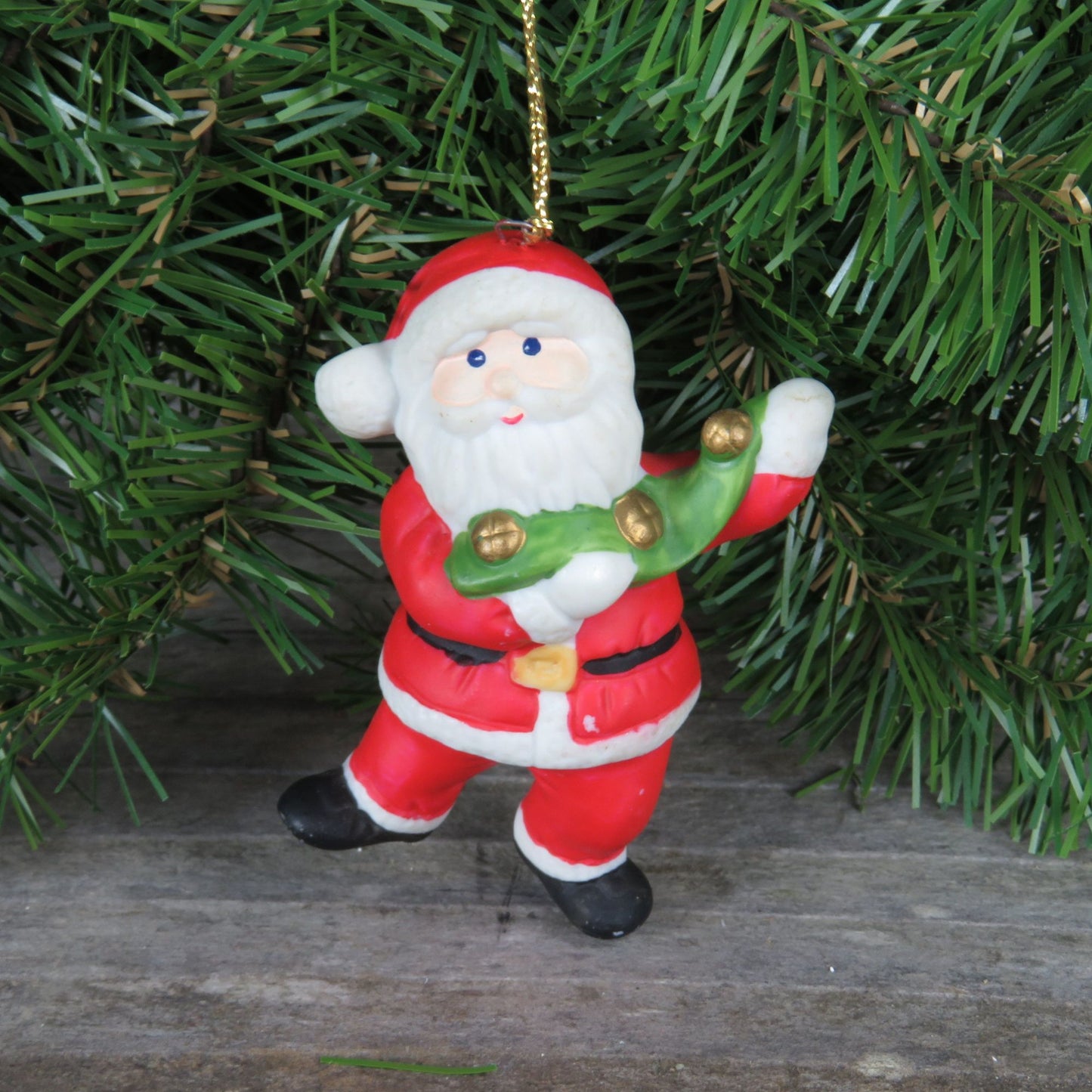 Vintage Cute Santa Ornament Ceramic Porcelain Christmas Hanging Garland