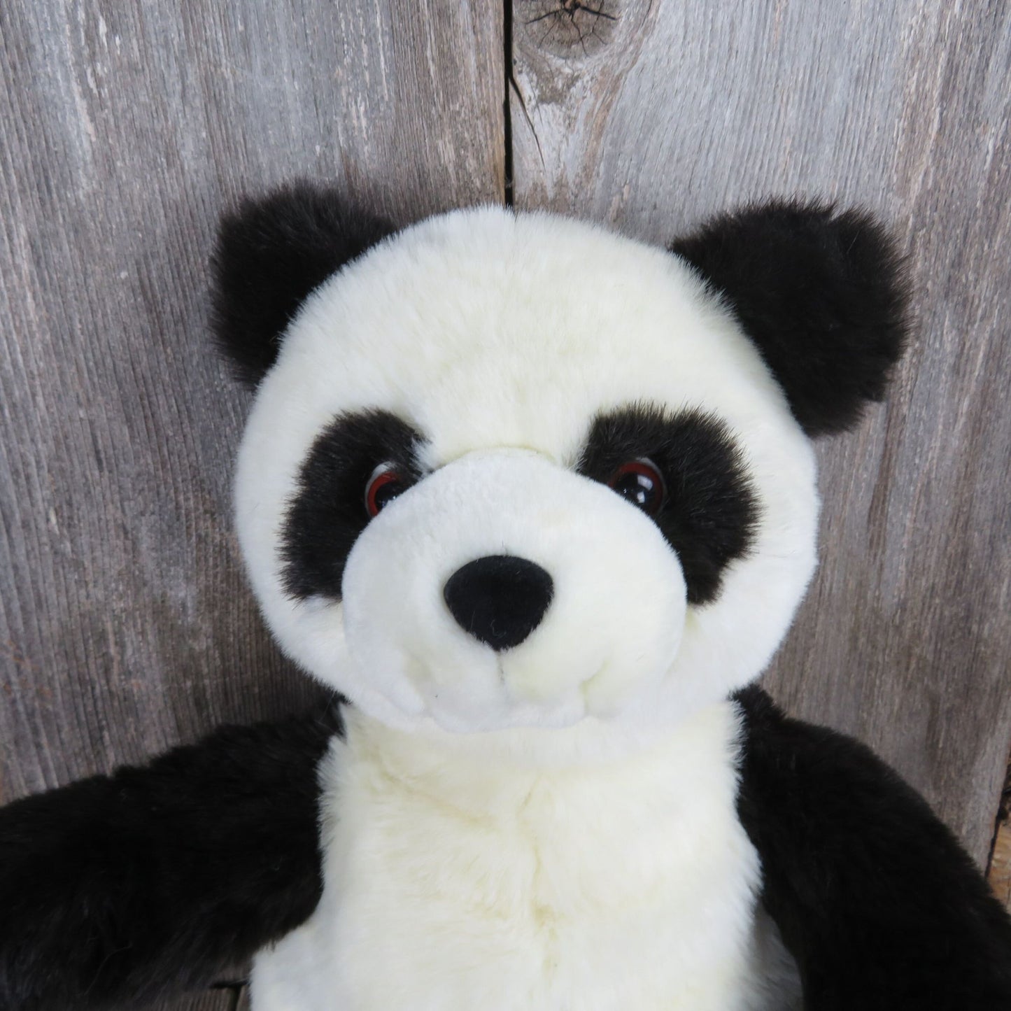 Vintage Panda Bear Plush Gund Stuffed Teddy Bear Black White 1990s