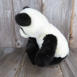 Vintage Panda Bear Plush Gund Stuffed Teddy Bear Black White 1990s