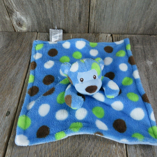 Blue Bear Lovey Fleece Security Blanket Plush Polka Dot Brown Baby Essentials 2012 Stuffed Animal
