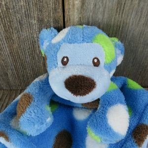 Blue Bear Lovey Fleece Security Blanket Plush Polka Dot Brown Baby Essentials 2012 Stuffed Animal
