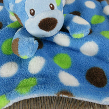 Load image into Gallery viewer, Blue Bear Lovey Fleece Security Blanket Plush Polka Dot Brown Baby Essentials 2012 Stuffed Animal