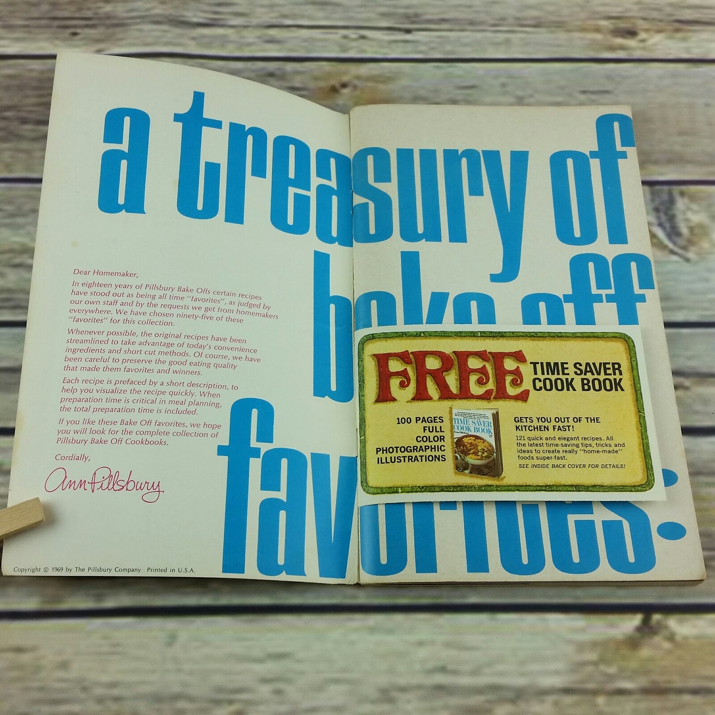 Vintage Pillsbury Cookbook A Treasury of Bake Off Favorite Recipes 1969 Paperback Booklet - At Grandma's Table