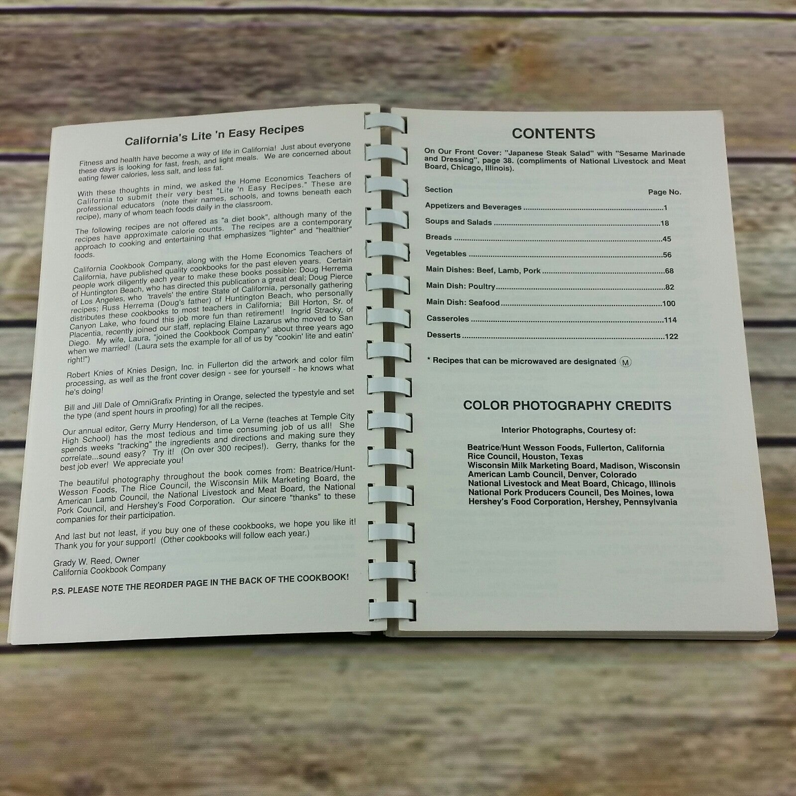 Vintage California Cookbook Lite N Easy Recipes Home Economics Teachers 1989 - At Grandma's Table