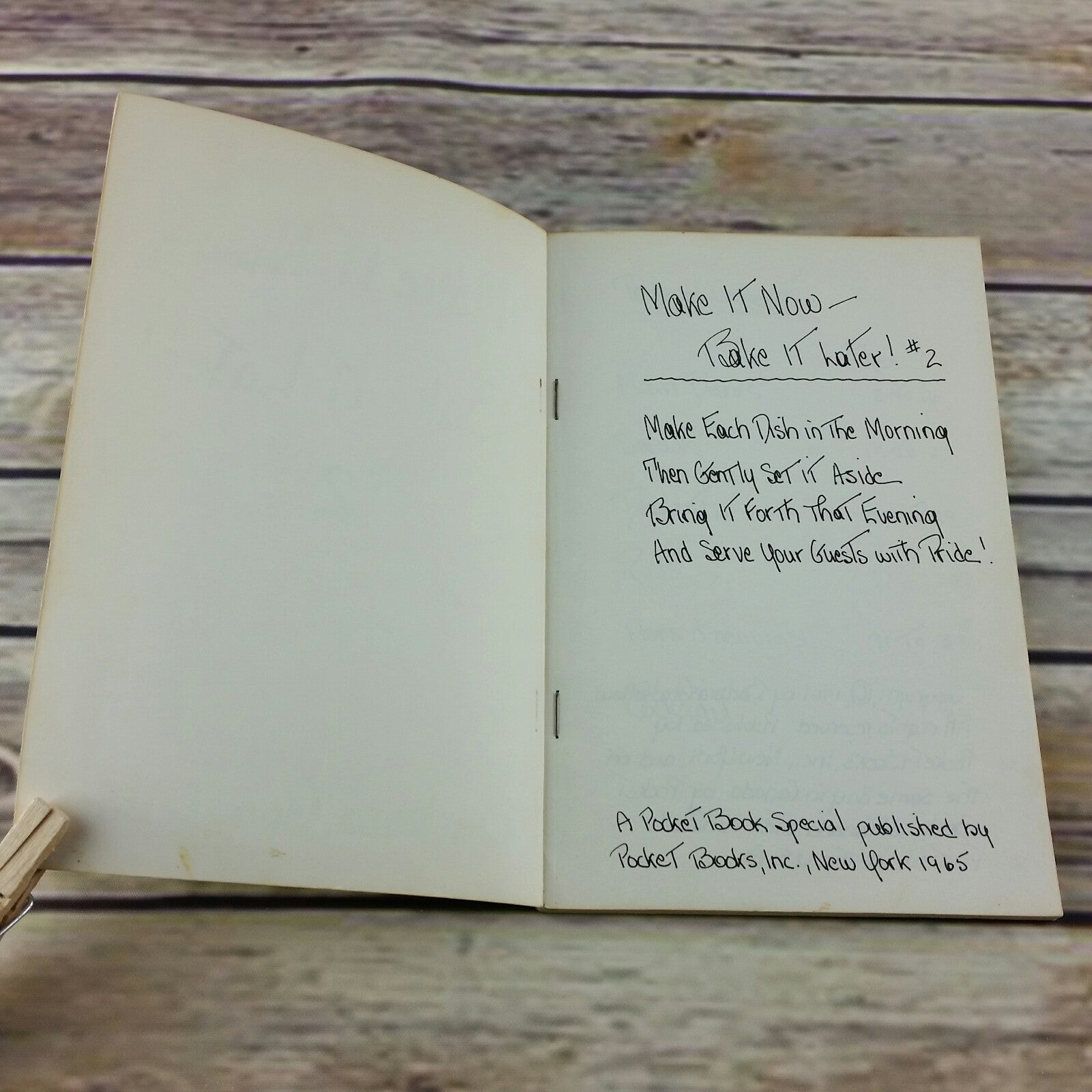 Vintage Cookbook Make It Now Bake it Later #2 Barbara Goodfellow Handwritten 1961 Paperback Booklet - At Grandma's Table