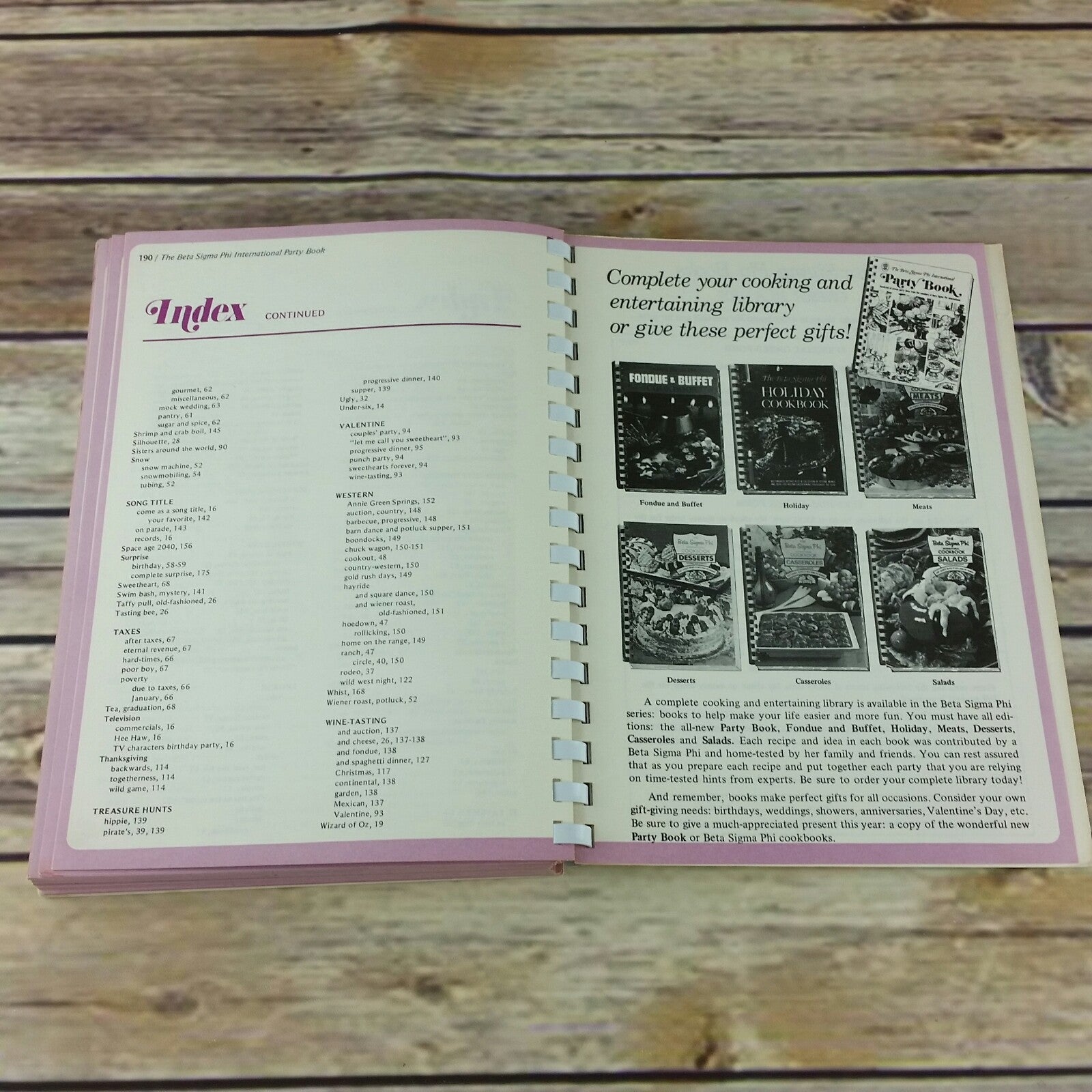 Vintage Sorority Cookbook Beta Sigma Phi International Party Book 1973 Favorite Recipes Spiral Bound - At Grandma's Table