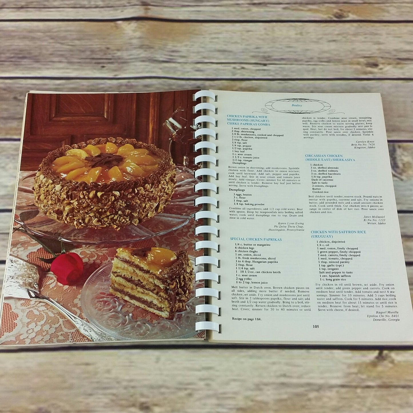 Vintage Sorority Cookbook Beta Sigma Phi Recipes from the World 1968 Spiral Bound - At Grandma's Table