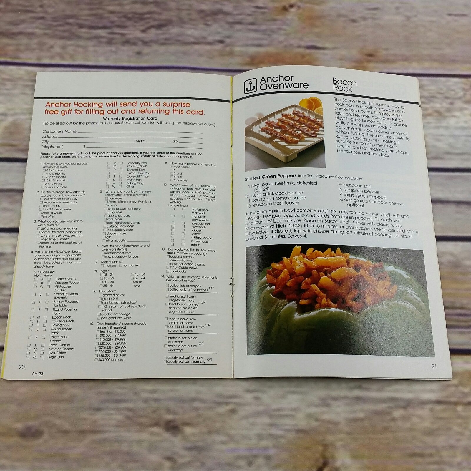 Vintage Cookbook Anchor Ovenware Microware Recipes and Instructions 1980s or 1990s - At Grandma's Table