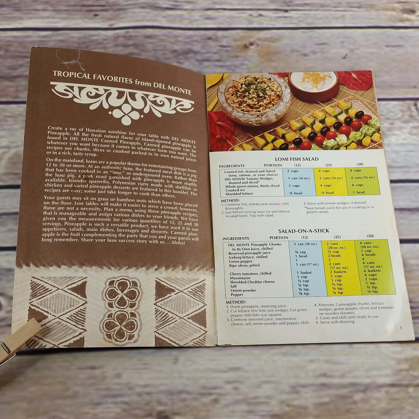 Vintage Cookbook Del Monte Luau Favorites and Island Recipes 1975 Paperback Promo Booklet - At Grandma's Table