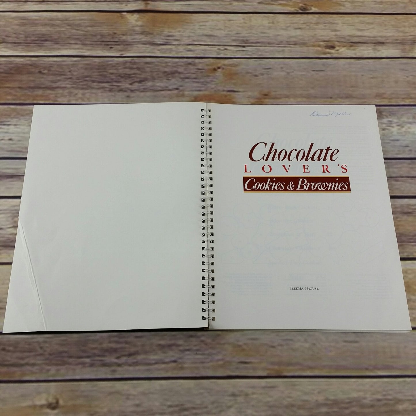 Vintage Cookbook Chocolate Lovers Cookies and Brownies Recipes Spiral Bound 1990 Beekman House - At Grandma's Table