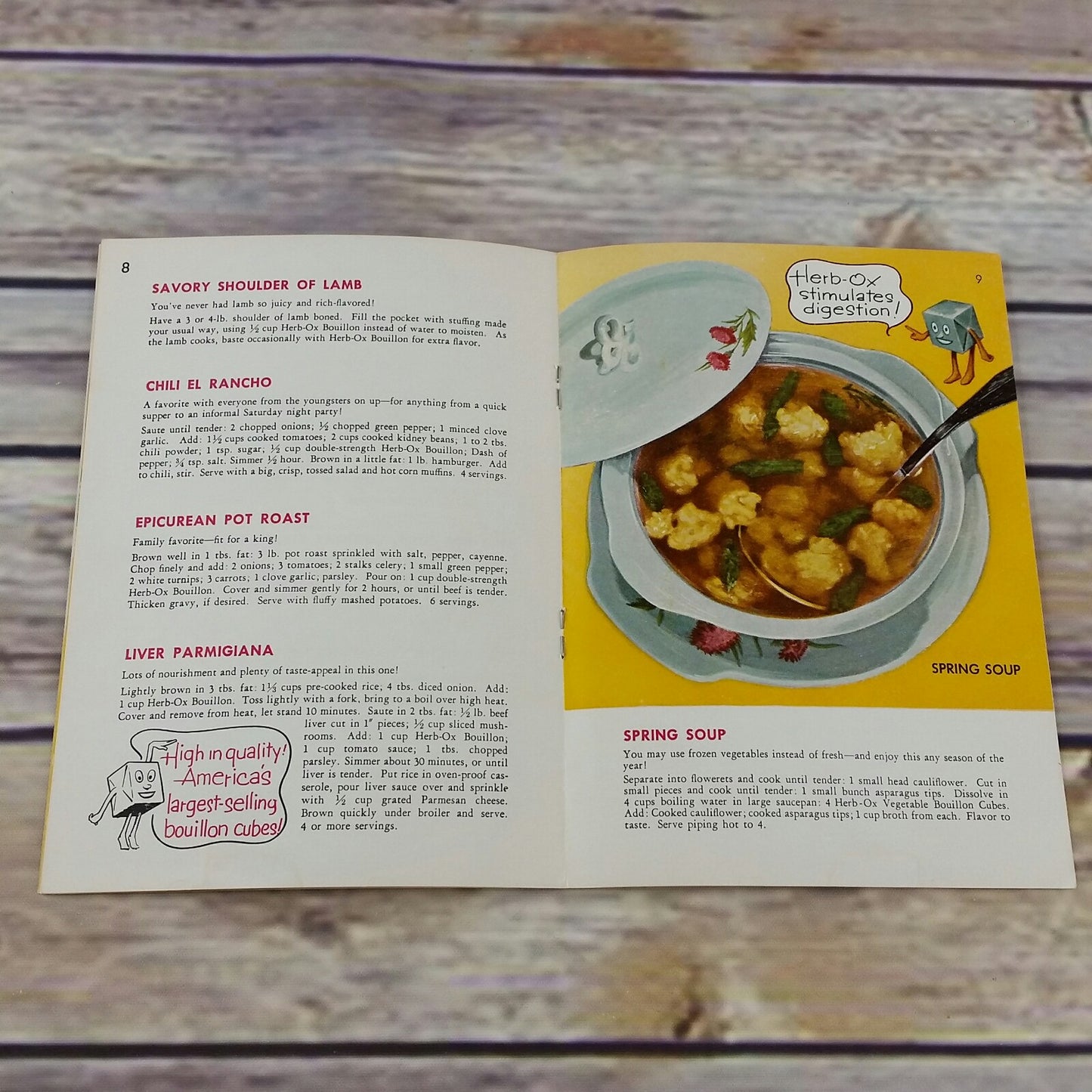 Vintage Cookbook Herb Ox Bouillon Money Saving Magic 1958 Booklet Promo Recipes Menus - At Grandma's Table