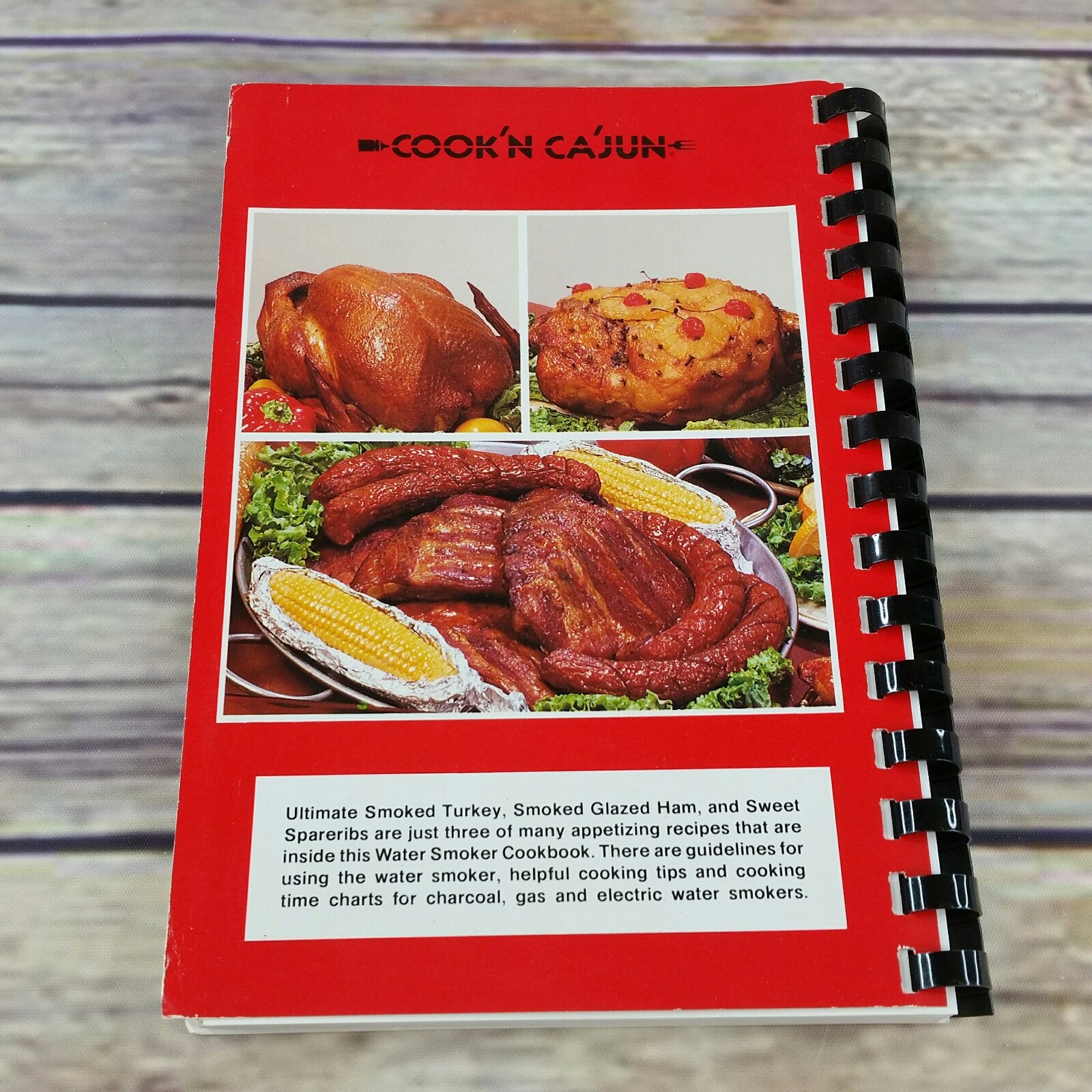 Vintage Cookbook Cookin Cajun Water Smoker Cookbook Recipes Grill 1984 Spiral Bound - At Grandma's Table