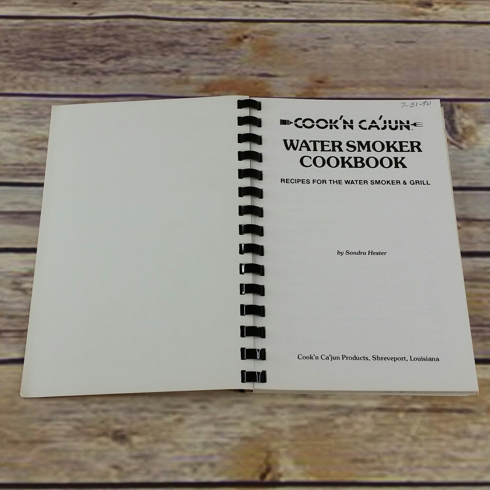 Vintage Cookbook Cookin Cajun Water Smoker Cookbook Recipes Grill 1984 Spiral Bound - At Grandma's Table