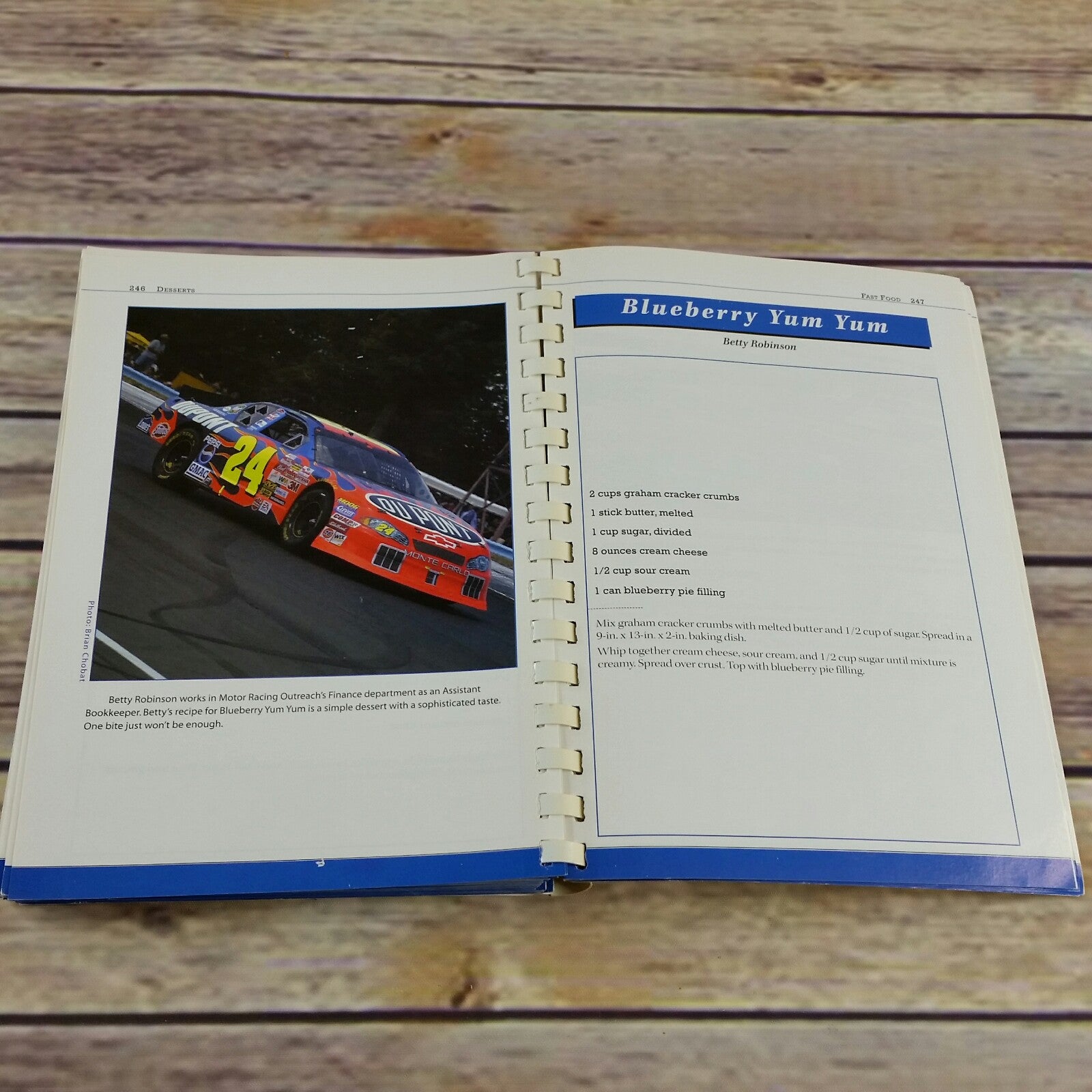 Vintage Nascar Cookbook Recipes from Favorite Drivers Fast Food Hendrick Marrow Program Spiral Bound 150 Recipes - At Grandma's Table