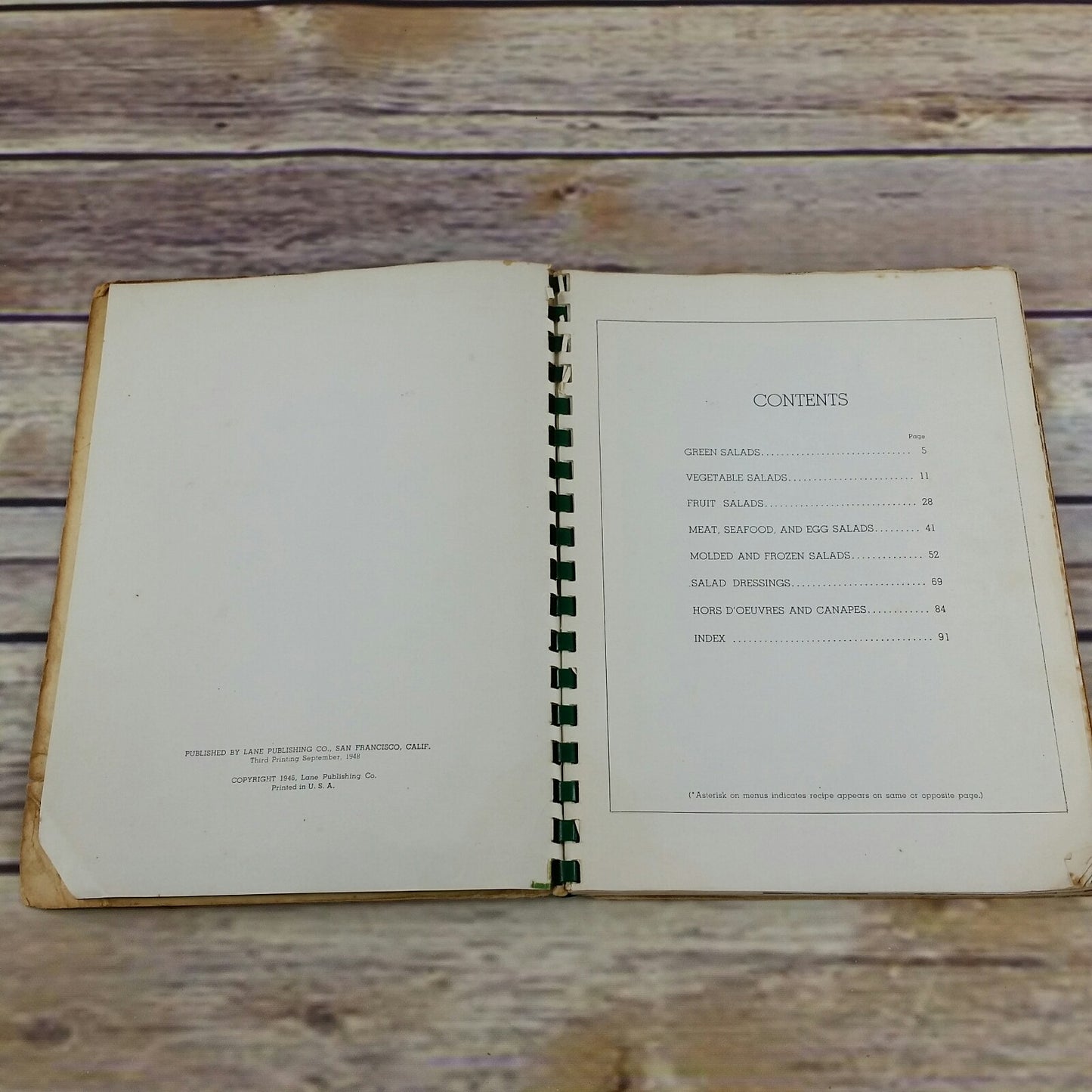 Vintage Cookbook Sunset Salad Book With Hors d'euvres Canapes 1946 Spiral Bound - At Grandma's Table