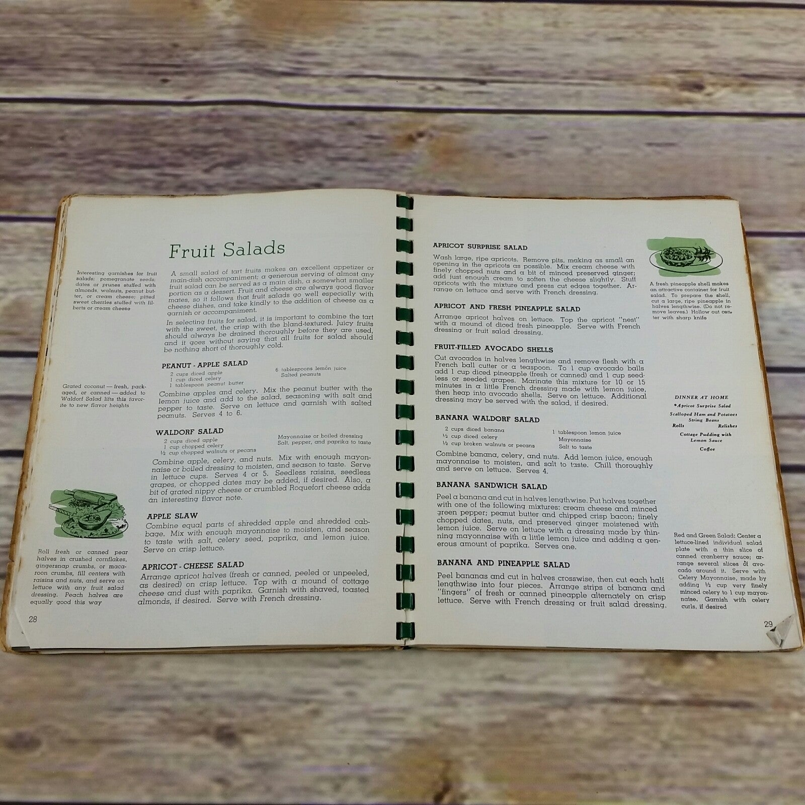 Vintage Cookbook Sunset Salad Book With Hors d'euvres Canapes 1946 Spiral Bound - At Grandma's Table