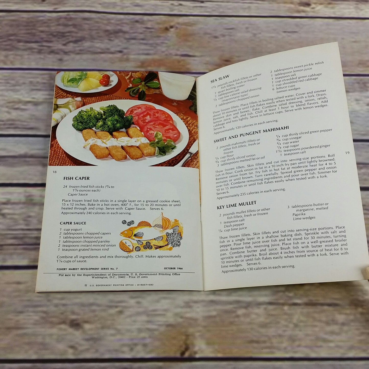 Vintage Seafood Cookbook Seafood Slimmers Recipes 1966 United States Department of the Interior Fishery Market Development - At Grandma's Table