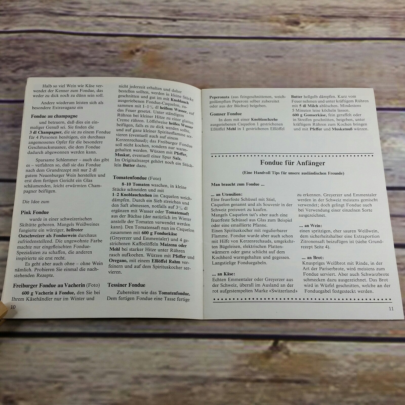 Vintage Cookbook Vom Fondue Kochbuch 1966 German Language - At Grandma's Table
