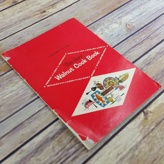 Vintage Cookbook The New Walnut Cook Book Diamond Walnut Recipes 1960s Promo Paperback Red Booklet - At Grandma's Table