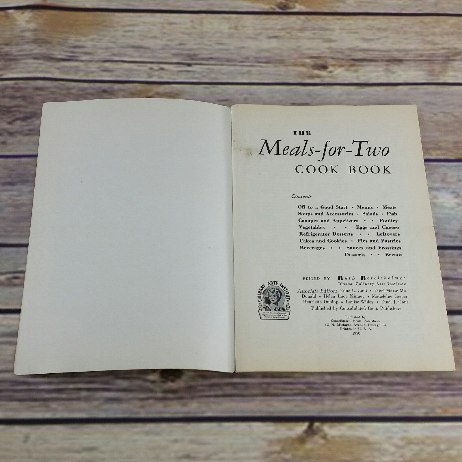 Vtg Meals for Two Cookbook Culinary Arts No 21 Cooking for Two Recipes 1950 Ruth Berolzheimer Paperback Booklet - At Grandma's Table