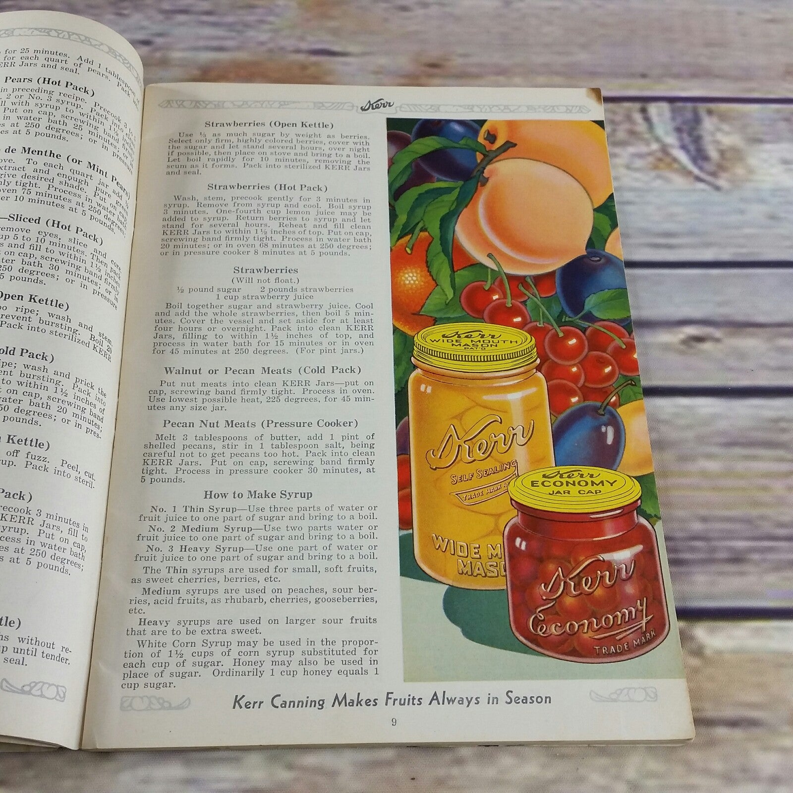 Vintage Kerr Home Canning Book Cookbook Recipes 1937 Booklet Yellow Black Cover Canning Tips Food Preservation - At Grandma's Table