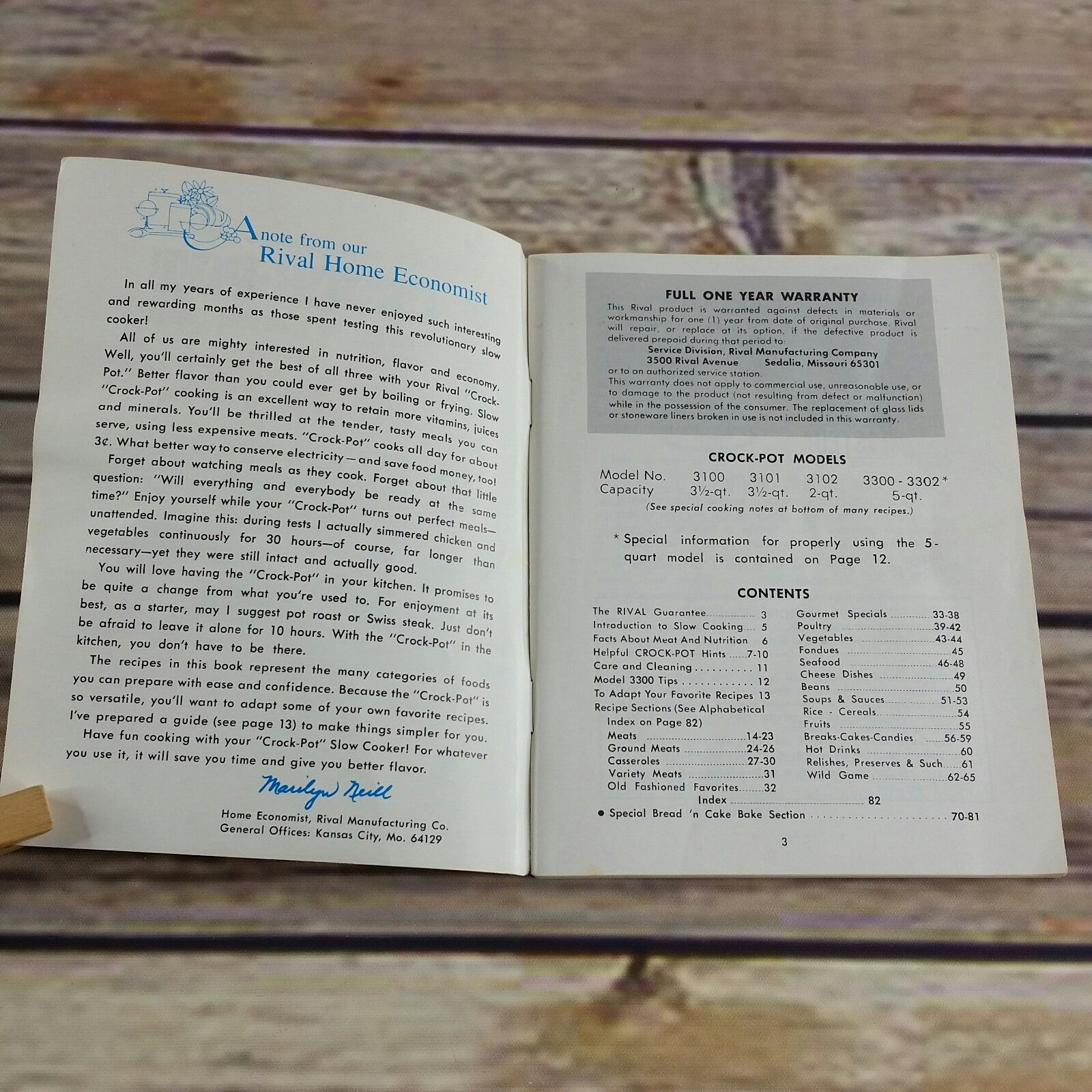 Vintage Rival Crock Pot Cookbook Owner’s Manual Recipes Slow Cooker Booklet Models 3100 3101 3102 3300 3302 - At Grandma's Table