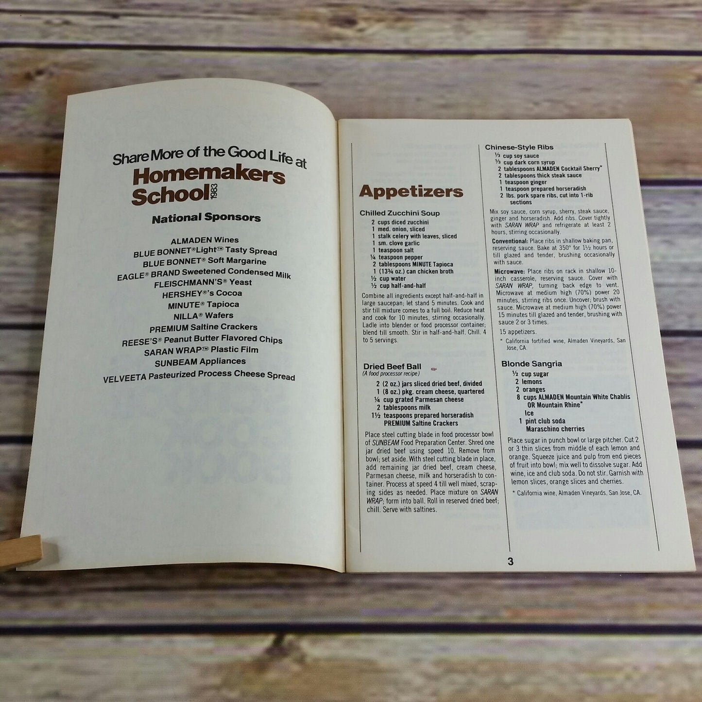 Vintage Cookbook Homemakers School Cook Book Recipes 1983 Paperback Booklet Promo National Sponsors Blue Bonnet Fleischmann - At Grandma's Table