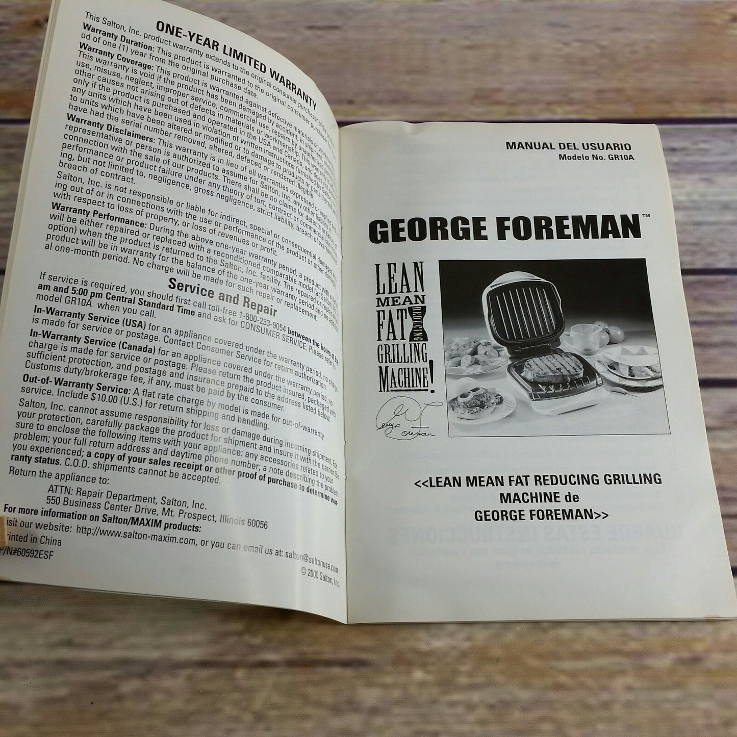 Vintage Cookbook George Foreman Instructions Recipes Manual Paperback Lean Mean Fat Reducing Grilling Machine Salton - At Grandma's Table