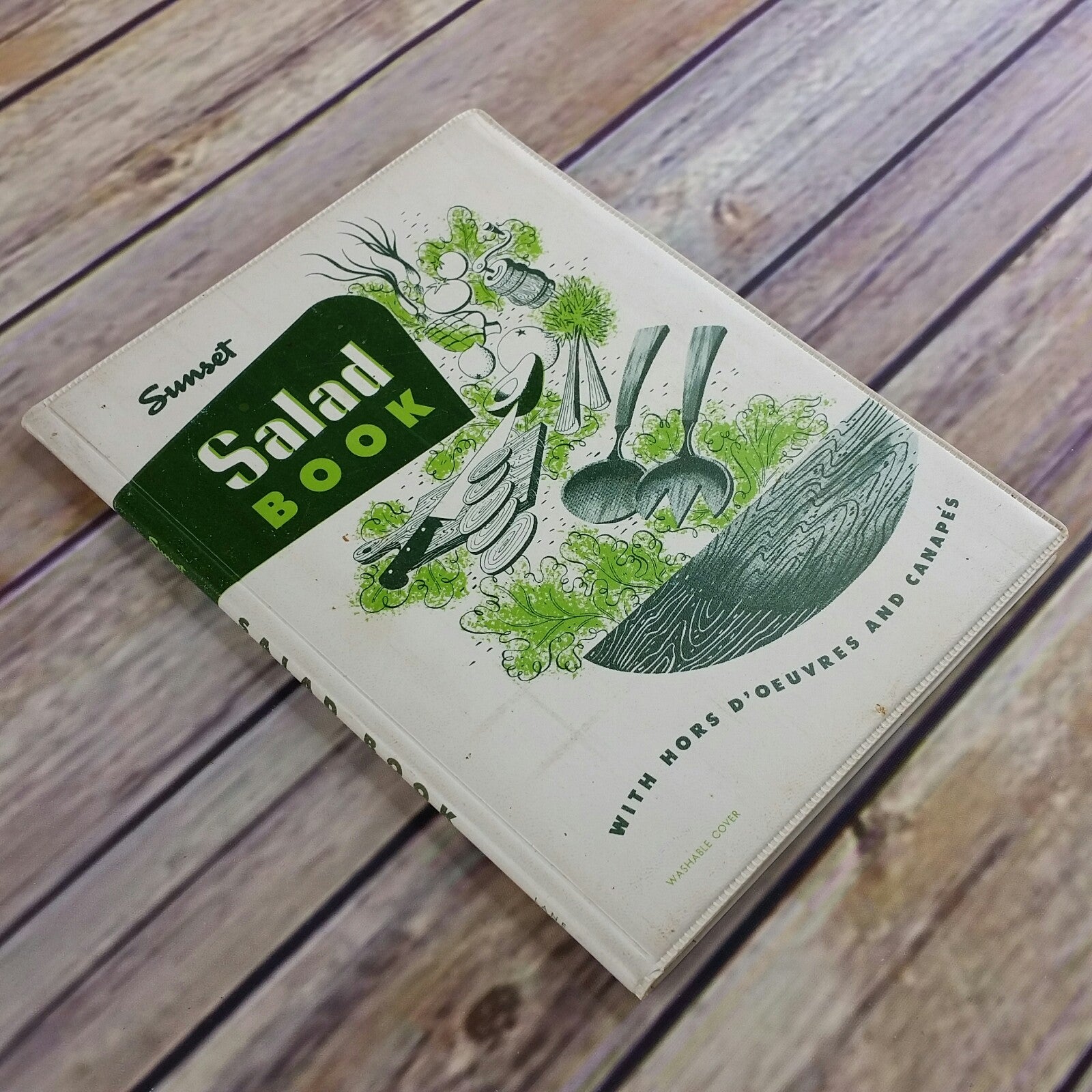 Vintage Cookbook Sunset Salad Book Recipes 1957 Eighth Printing Washable Cover Salads Hors D'oeuvres and Canapes - At Grandma's Table