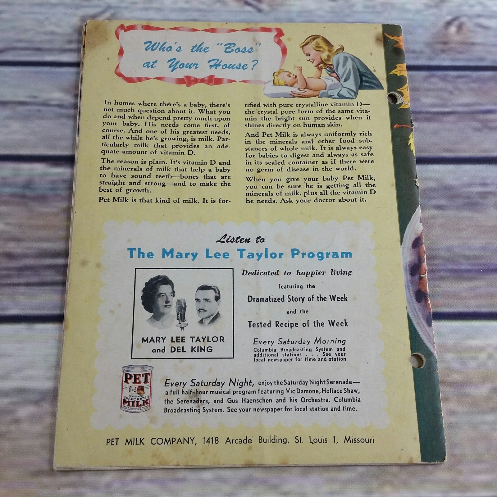 Vtg Cookbook Pet Milk Company Evaporated Milk Recipes PET Recipes Mary Taylor Meal Plans Booklet - At Grandma's Table