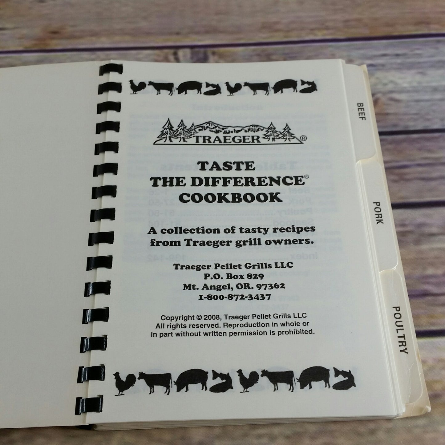 Traeger Cookbook Taste the Difference Wood Pellet Grill BBQ Barbecue Recipe Beef 2008 Spiral Bound