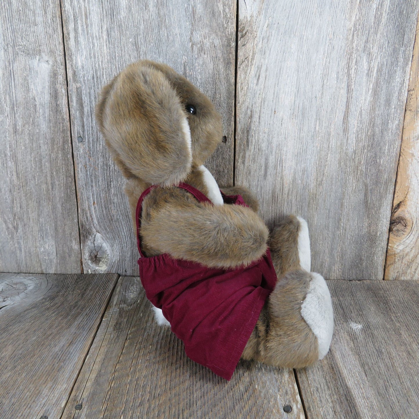 Vintage Bunny Rabbit Plush Droopy Ears Bib Overalls Mervyn's Playful Pals Easter Stuffed Animal Korea