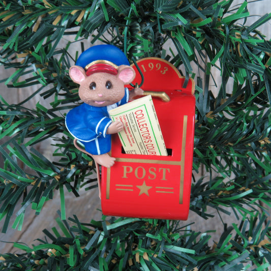 Vintage Mouse Mailman Post Box Ornament Hallmark It's In the Mail Postal Carrier Mailbox 1993 Holiday Home Decor Christmas Decor