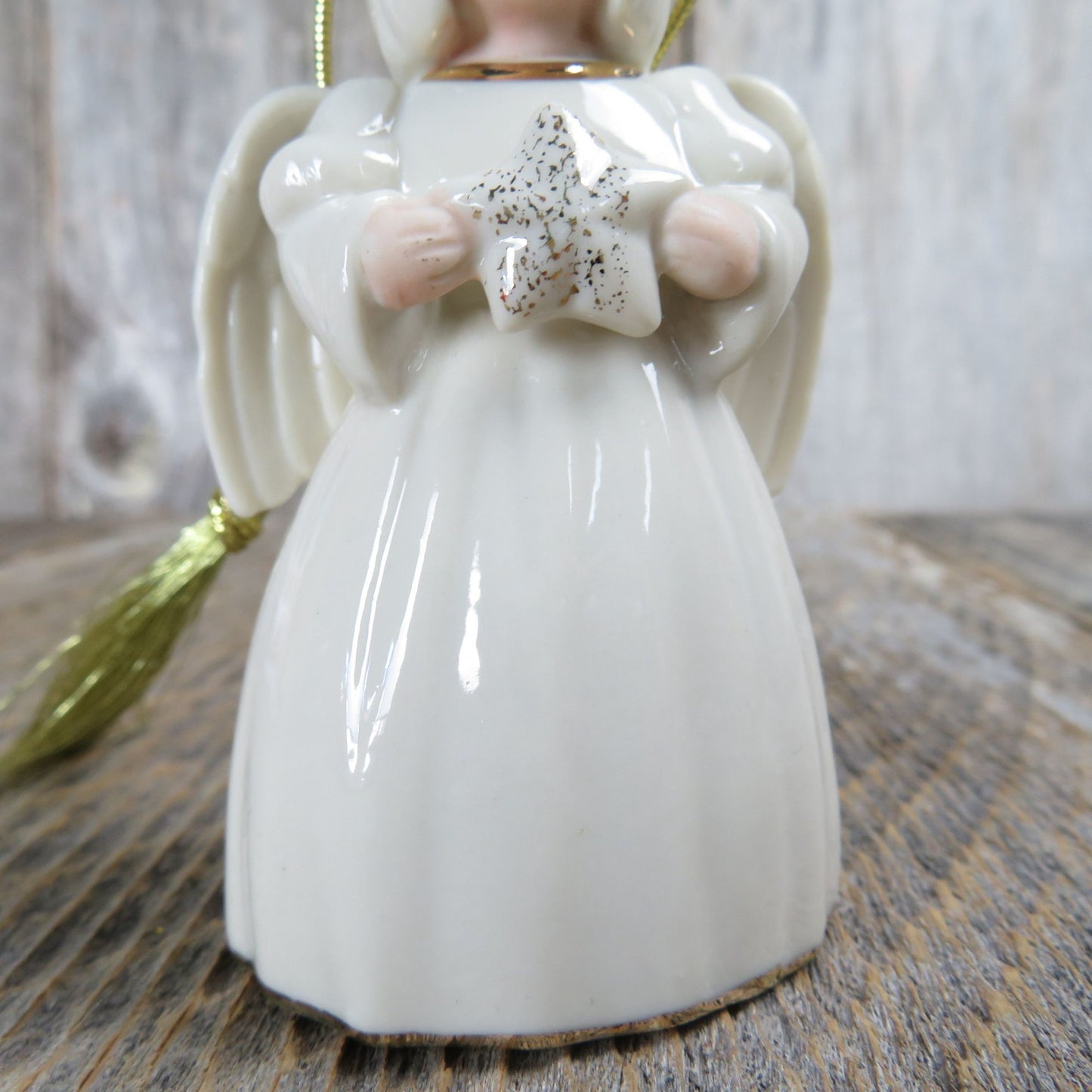 Angel with Star Christmas Ornament Lenox Holiday Cheer Porcelain Gold Halo White