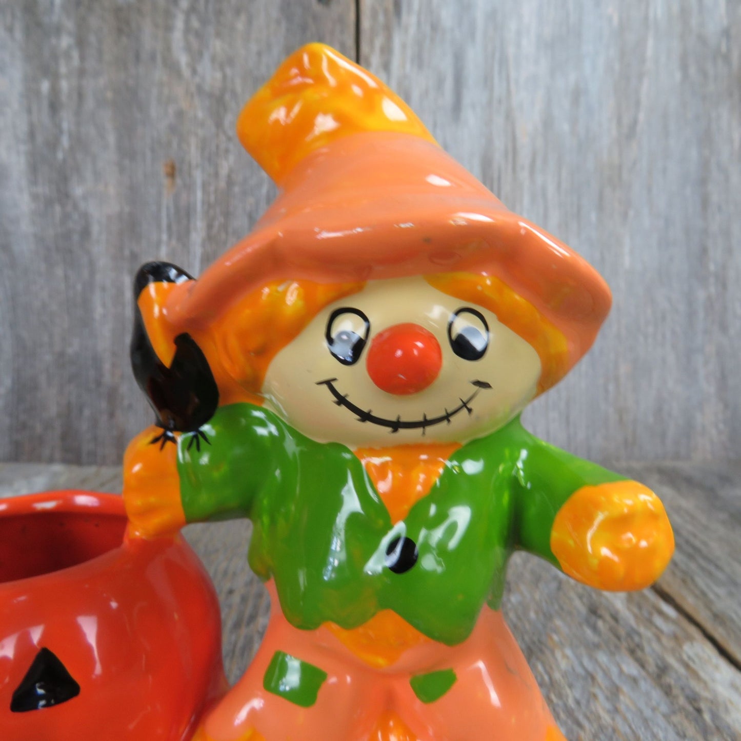 Vintage Scarecrow and Jack O Lantern Candle Holder Halloween Lund's Lites  Pumpkin Fall Taiwan
