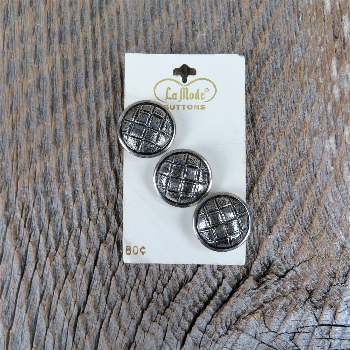 Silver Color Metal Buttons Round Basket Weave La Mode Shank 7/8 inch # 2202