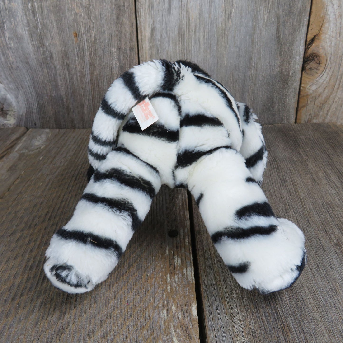 Vintage Zebra with Red Bowtie Plush Sitting PBC International Stuffed Animal Black and White