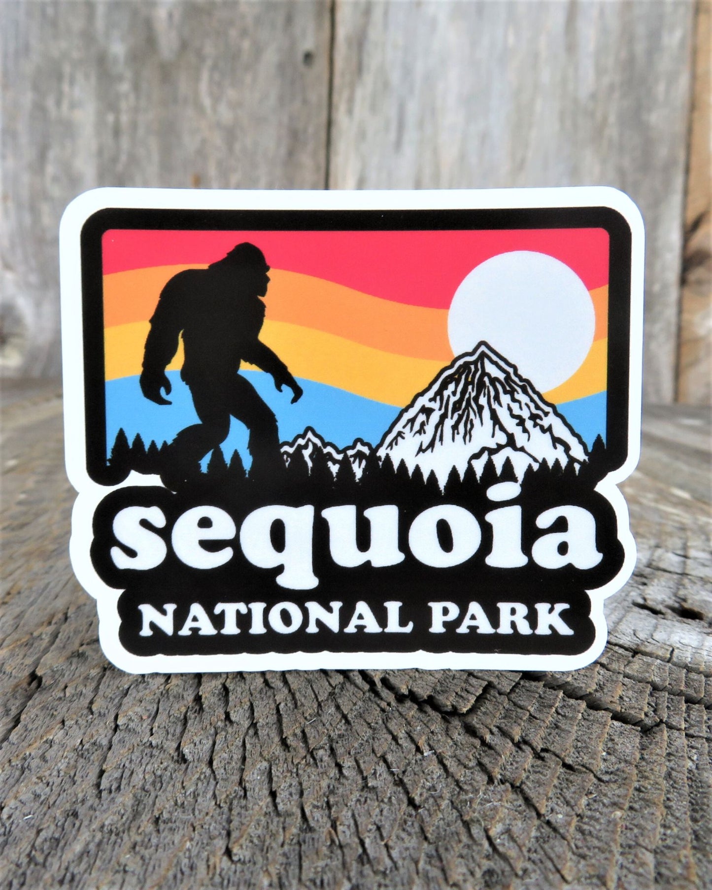 Sequoia National Park California Sticker Bigfoot Souvenir Waterproof Travel Water Bottle Laptop