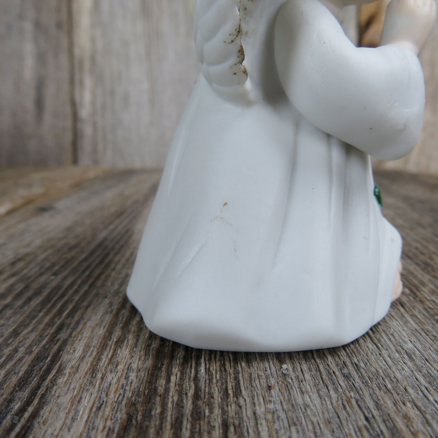 Vintage Christmas Angel Bell Figurine Poinsettia Praying Hands Eyes Open Made in Tiawan